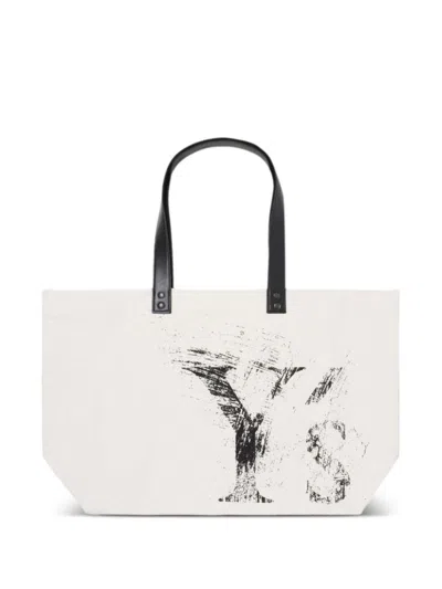 Y's Logo-print Tote Bag In White