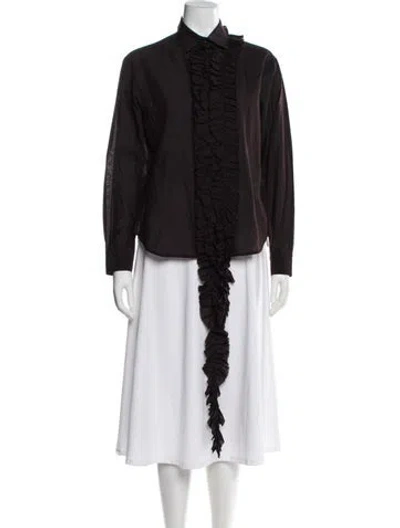 Pre-owned Y's Long Sleeve Blouse In Brown