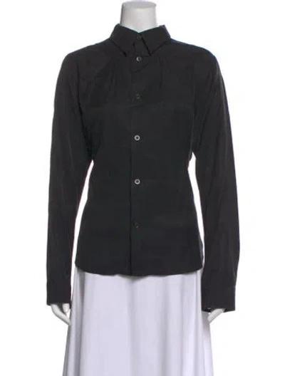 Pre-owned Y's Long Sleeve Button-up Top In Black