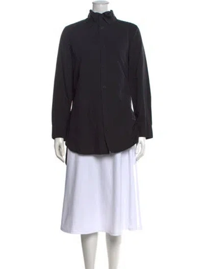 Pre-owned Y's Long Sleeve Button-up Top In Black