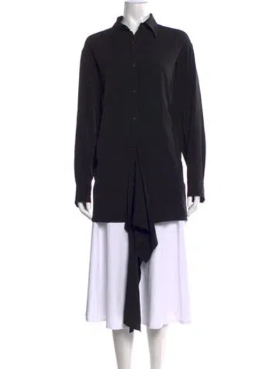 Pre-owned Y's Long Sleeve Button-up Top In Black
