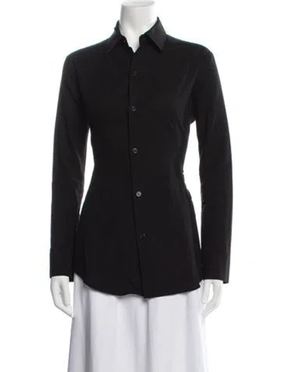 Pre-owned Y's Long Sleeve Button-up Top In Blue