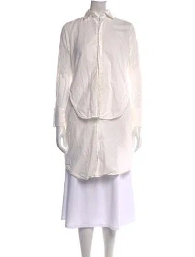 Pre-owned Y's Long Sleeve Button-up Top In Neutrals