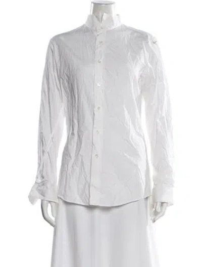 Pre-owned Y's Long Sleeve Button-up Top In White
