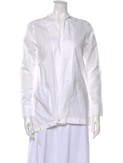 Pre-owned Y's Long Sleeve Button-up Top In White