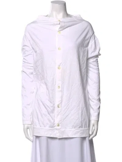 Pre-owned Y's Long Sleeve Button-up Top In White