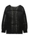 Y's Long-sleeved Open-knit Sweater In Black