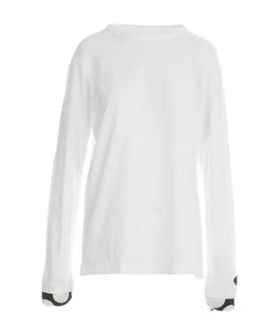 Y's Long-sleeved T-shirt With Round Neck In White