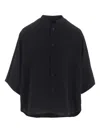 Y's Mandarin-collar Short-sleeve Shirt In Black