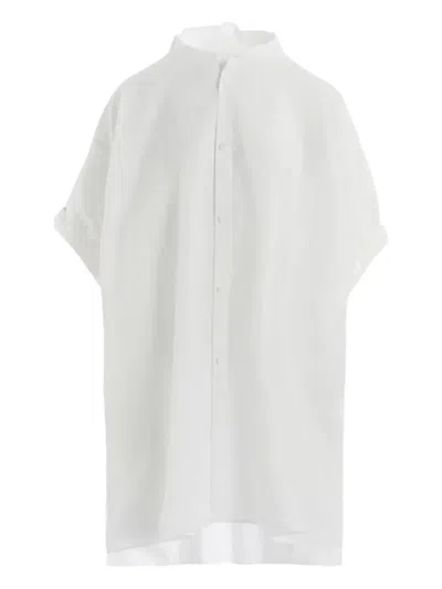 Y's Mandarin-collar Short-sleeve Shirt In White