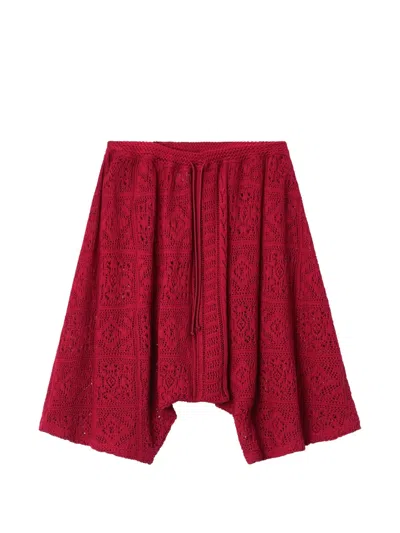 Y's Mexican Tiles Pattern Knit Cotton Shorts In Pink