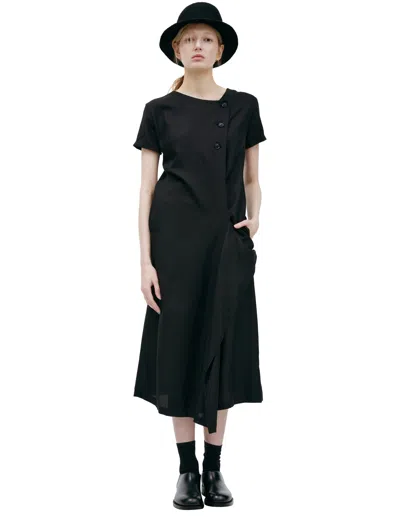 Y's Midi Dress With Buttons In Black
