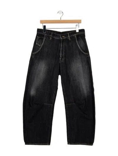 Pre-owned Y's Mid-rise Wide Leg Jeans In Black