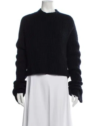 Pre-owned Y's Mock Neck Sweater In Blue