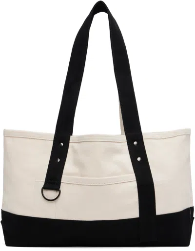 Y's Off-white & Black Big Washer Canvas Tote