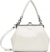 Y's Off-white Semi-matte Leather Metal Clasp Bag