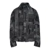 Y's Abstract-print Button Jacket In Gray