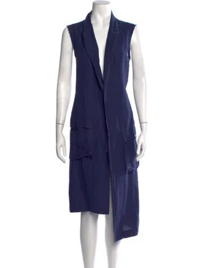 Pre-owned Y's Open Front Long Dress In Blue
