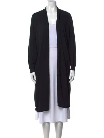 Pre-owned Y's Open Front Sweater In Black