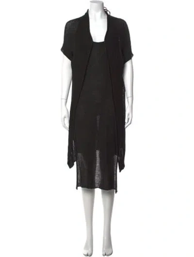Pre-owned Y's Open Front Sweater In Black