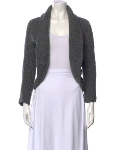 Pre-owned Y's Open Front Sweater In Gray