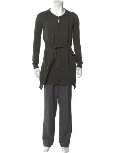 Pre-owned Y's Open Front Sweater In Green