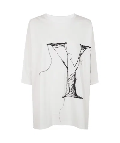 Y's Open-necked Black Shirt In White