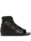 Y's Open-toe Leather Boots In Black