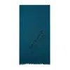 Y's Oversized Fringe-trim Scarf In Blue