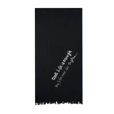 Y's Oversized Fringe Scarf In Black