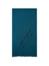 Y's Oversized Fringe-trim Scarf In Blue