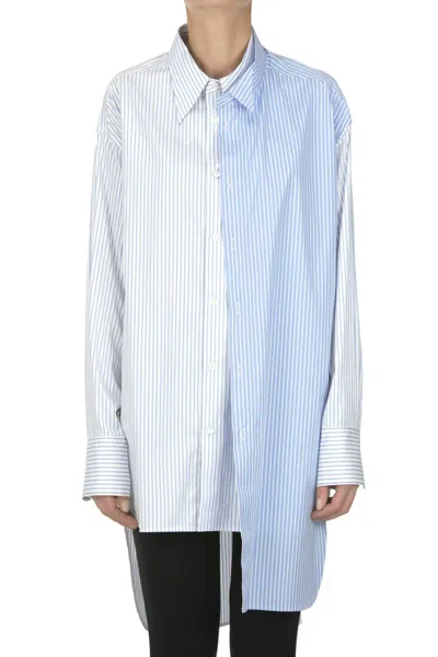 Y's Oversized Striped Shirt In Blue