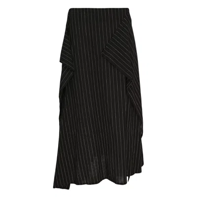 Y's O-wrap Flare Skirt In Black