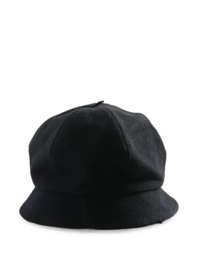 Y's Panelled Felted Beret In Black