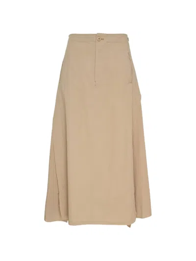 Y's Panelled Flared Skirt In Neutral