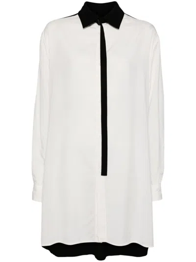 Y's Panelled Long-sleeved Shirt In White
