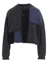 Y's Patchwork Crewneck Cardigan In Multi