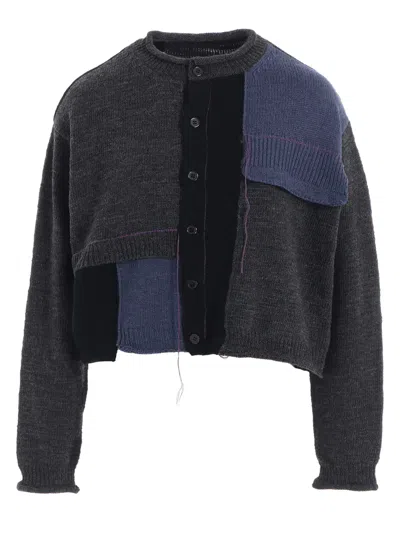 Y's Patchwork Crewneck Cardigan In Multi