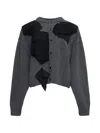 Y's Patchwork-design Button-up Cardigan In Gray