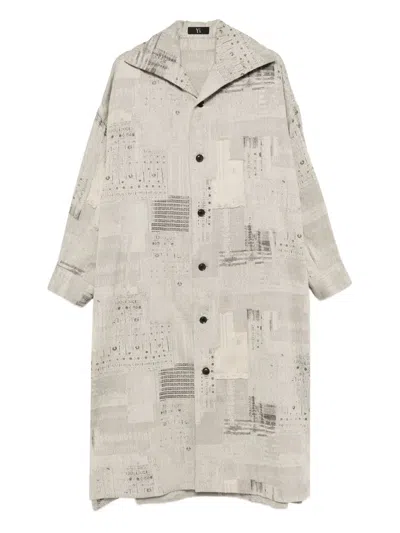 Y's Patterned Coat In Gray