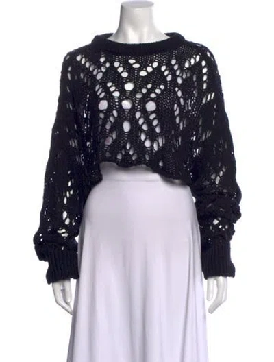 Pre-owned Y's Patterned Crew Neck Sweater In Black