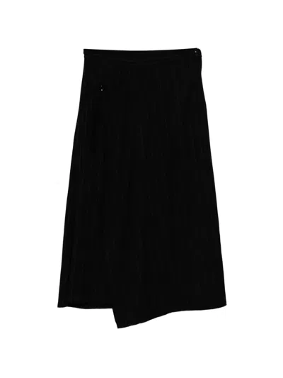 Y's Pinstripe Asymmetric Skirt In Black