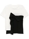 Y's Pinstripe Pattern T-shirt In White