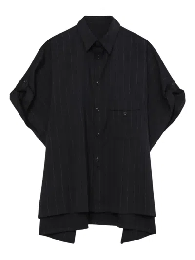 Y's Pinstripe Short-sleeve Shirt In Black
