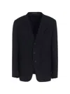 Y's Pinstripe Three-button Blazer In Black