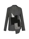 Y's Pinstriped Patchwork Blazer In Multi