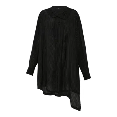 Y's Pintuck Asymmetery Blouse In Black