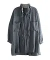 Y's Drawstring-collar Oversized Shirt In Gray