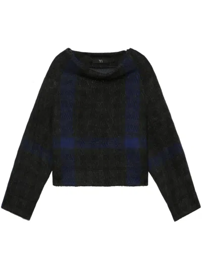 Y's Plaid Check Pattern Sweater In Blue