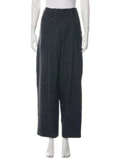 Pre-owned Y's Plaid Print Wide Leg Pants In Green